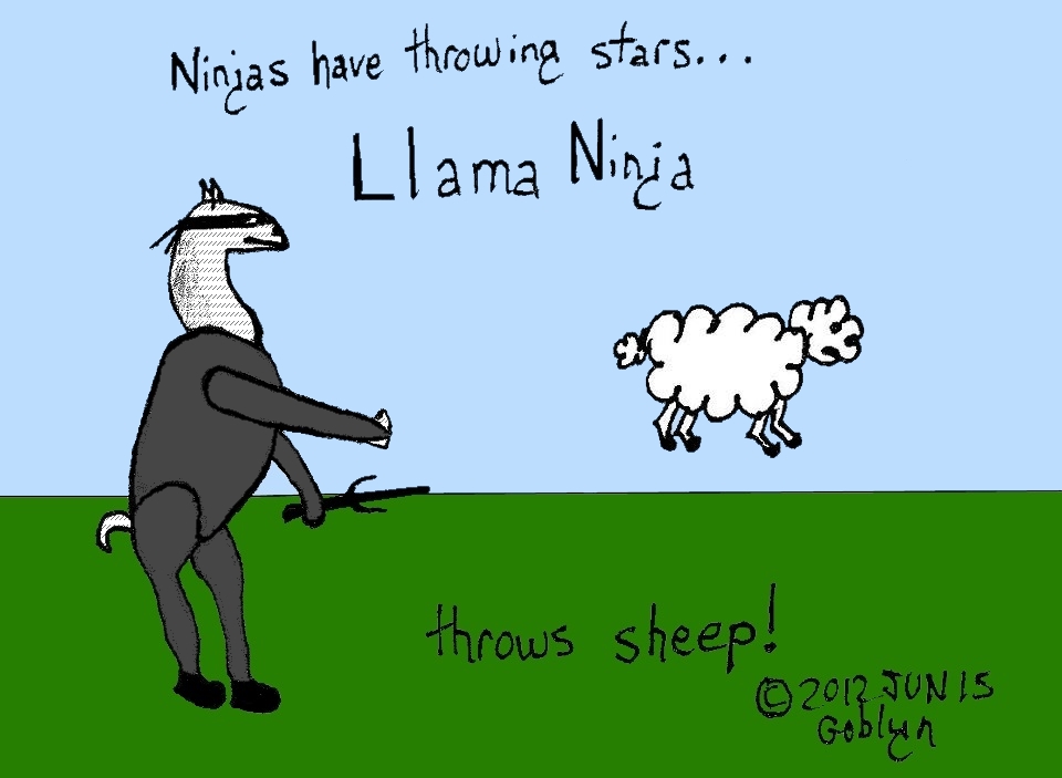 Llama Ninja throws sheep!